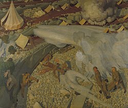 Henry Lamb: Irish Troops in the Judaen Hills Surprised by a Turkish Bombardment (1919)