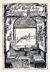 Exlibris mit Burg Neuleiningen, 1895