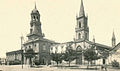 Teatro Nacional y torre del cuartel de Bomberos (c. 1900).