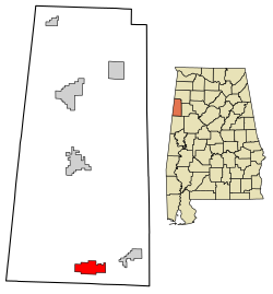 Location of Millport in Lamar County, Alabama.