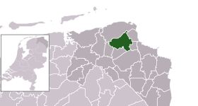 Highlighted position of Loppersum in a municipal map of Groningen