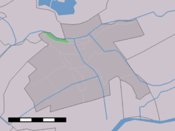 The village (dark green) and the statistical district (light green) of Beneden-Haastrecht in the former municipality of Vlist.