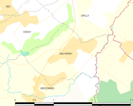 Mapa obce Sauverny