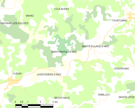 Mapa obce Saint-Pantaly-d’Ans