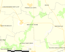 Carte de la commune de Meslay-le-Vidame.
