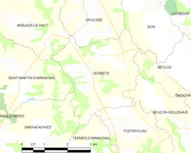 Mapa obce Sorbets