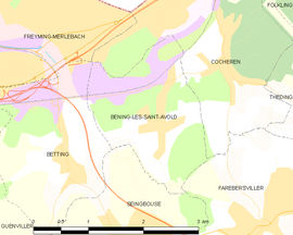 Mapa obce Béning-lès-Saint-Avold