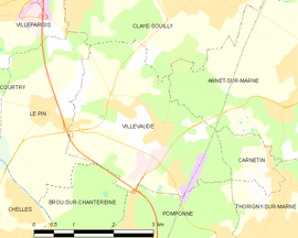 Mapa obce Villevaudé