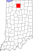 マーシャル郡の位置を示したインディアナ州の地図
