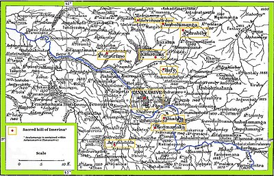 map showing villages of highland Madagascar around Antananarivo