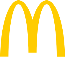 Two yellow arches joined together to form a rounded letter M.