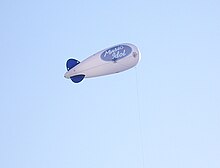 Photograph of a balloon with the logo for Music Idol on the side