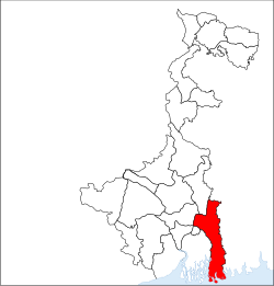 Location of North 24 Parganas (উওর ২৪ পরগনা) district in West Bengal