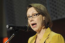 Oregon Attorney General Ellen Rosenblum addresses attendees at the conference (15478927731).jpg