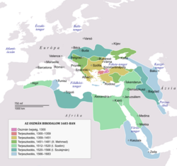 A birodalom legnagyobb kiterjedése idején 1683-ban, IV. Mehmed uralkodása alatt