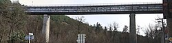 Panorama borovinského mostu složené z několika snímků