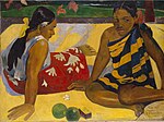 Tahitiska kvinnor på stranden av Paul Gauguin (1892).