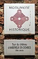 Historical monument plaque on the Chateau