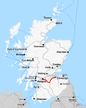 Rail map Scotland Glasgow-Edinburgh via Carstairs