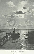 Roeiboot bij een stijger in de vaart bij de Kadoelenvaart bij Kadoelen (1904).