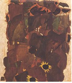 Egon Schiele, Sonnenblumen I, Öl auf Leinwand, 90 x 80,3 cm, 1911