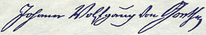 English: signature of Johann Wolfgang von Goet...