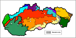 A Szalánci-hegység elhelyezkedése Szlovákiában