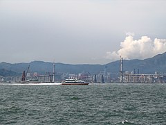 Stonecutters Bridge beim Bau, 2007