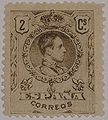 Španělská poštovní známka s portrétem Alfonse XIII. (1909)