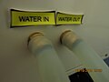 Water In and Water out nozzles on laser cutter