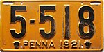Номерной знак Пенсильвании 1921 года.JPG