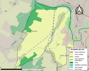 Carte en couleurs présentant l'occupation des sols.