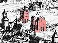 Ruinen der Barbarathermen ca. 1548, Merian-Stich von 1646 (Färbung nicht im Original)