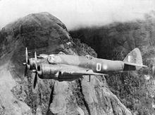Beaufighter of No. 30 Squadron RAAF adjacent to Hombrom's Bluff near Port Moresby, 1942. Beaufighter (AWM OG0001).jpg