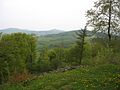 Dunstiger Blick von der Burgruine Schauenburg Richtung Nordwesten.