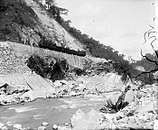 Wiederhergestelltes Trasse nach einem Hochwasser des Flusses Anai im Jahr 1892