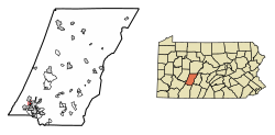 Location of Brownstown in Cambria County, Pennsylvania.
