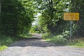 Gravel with warning sign