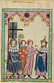 Zurückgebundene Gugel, Codex Manesse, 1. Hälfte 14. Jahrhundert