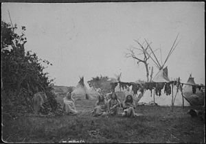 Comanche Buffalo hunters and their tepee lodge...
