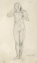 Figure drawing by Lovis Corinth (before 1925) Corinth stehender Madchenakt.jpg