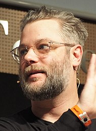 Cory Barlog won Best Game Direction and accepted Game of the Year for God of War. Cory Barlog, Gamelab 2019 (cropped).jpg