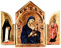 A triptych of the Madonna and Child with saints, in the National Gallery, London