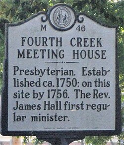 Highway Marker 46 for the site of the Fourth Creek Meeting House