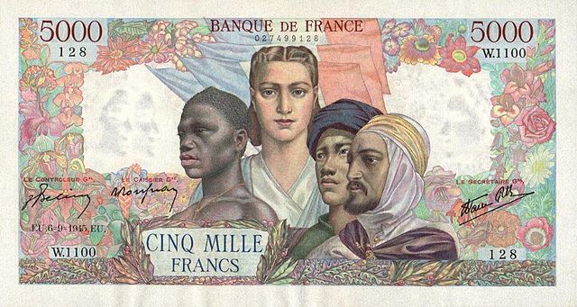 5 000 francs Union française, Face recto