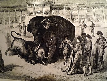 Corrida : combat du taureau et de l'éléphant.