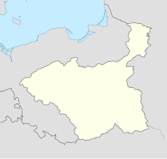 Mapa konturowa Księstwa Warszawskiego (1812), na dole znajduje się punkt z opisem „miejsce bitwy”