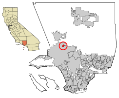 Расположение Сан-Фернандо в округе Лос-Анджелес, Калифорния
