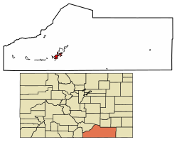 Location of Trinidad in Las Animas County, Colorado.