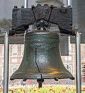 The Liberty Bell is a popular icon of liberty in the US. Liberty Bell 2017a.jpg